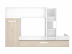 Hot Litera nido y armario 3 x 90 x 190 cm blanco y natural con colchón. ANTHONY Cama Nido|Cama Litera