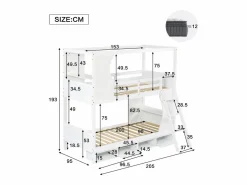 Best KOMHTOM Litera para niños 90 x 200 cm, con barreras de seguridad, mesa, zapatero, escalera inclinada, Blanco