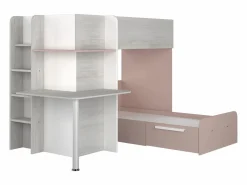 Vente-unique Litera rinconera 2 x 90 x 190 cm con escritorio color gris blanco y rosa - SAMUEL