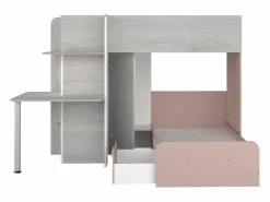 Vente-unique Litera rinconera 2 x 90 x 190 cm con escritorio color gris blanco y rosa - SAMUEL