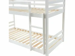 Discount Vente-unique Litera triple 3 x 90 x 200 cm madera de pino con colchón - VAGAR Blanco