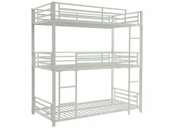 Discount Vente-unique Litera triple 3 x 90 x 190 cm metal + colchón - ELOUAN III Blanco