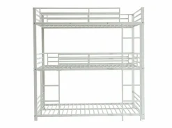 Discount Vente-unique Litera triple 3 x 90 x 190 cm metal + colchón - ELOUAN III Blanco