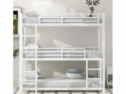 Sale ModernLuxe Litera triple - 3x90x200cm - estructura de hierro - Blanco