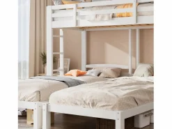 Best ModernLuxe Litera triple con somier de láminas - 90x200 cm - madera maciza - Blanco