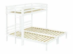 Best ModernLuxe Litera triple con somier de láminas - 90x200 cm - madera maciza - Blanco