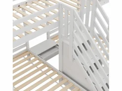 ModernLuxe Litera 90x200 cm - 3 plazas - escalera con almacenamiento - con 4 cajones - con barandilla -