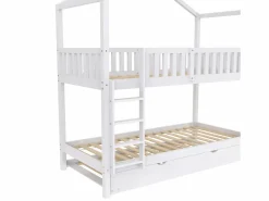 Best ModernLuxe Litera 90x200 cm con cama nido - madera maciza de pino - Blanco
