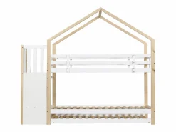 Best Litera 90x200cm + cama nido 90x190cm - cama nido infantil con escalera de almacenaje - madera maciza - Cama Litera