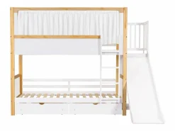 Best Litera 160x200cm cama infantil moderna con almacenamiento y escalera madera y MDF para habitación y natural (Sin colchón) Cama Litera