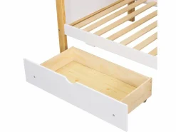 Best Litera 160x200cm cama infantil moderna con almacenamiento y escalera madera y MDF para habitación y natural (Sin colchón) Cama Litera