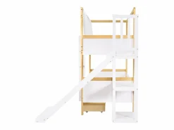 Best Litera 160x200cm cama infantil moderna con almacenamiento y escalera madera y MDF para habitación y natural (Sin colchón) Cama Litera