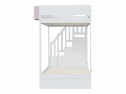 Sale Litera 90x200cm cama infantil moderna con gran almacenaje madera habitación infantil y rosa (Sin colchón) Blanco