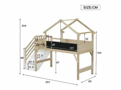 Online Litera 90x200cm tablero para pintar estilo casita escalera con almacenaje madera blanco y natural para habitación infantil (Sin colchón) Color natural claro
