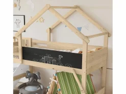 Online Litera 90x200cm tablero para pintar estilo casita escalera con almacenaje madera blanco y natural para habitación infantil (Sin colchón) Color natural claro