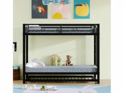 Merax Literas 2 x 90 x 200 + cama nido 90 x 190 - Metal - Somier de láminas -