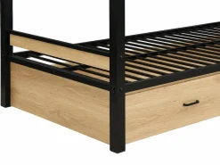 Clearance Literas 2 x 90 x 190 cm 1 cajón metal y MDF color natural y negro - CASIDIA Cama Litera