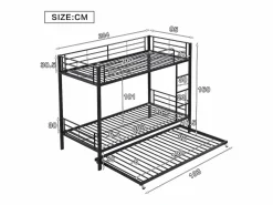 Sale Merax Literas 2 x 90 x 200 cm + cama nido 90 x 190 cm - metal - Negro