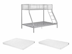 Hot Literas de acero plata de 90x190 y 140x190 cm con colchón ELEVATIO IV Cama Litera