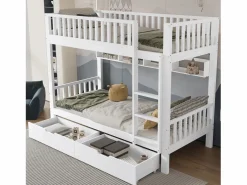 Sale Literas infantiles - 2 x 90 x 200 cm - con barandilla de seguridad + estantes + 2 cajones - MDF - Cama Litera