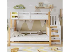 Merax Literas 120x200 cm + 90x200 cm con cama nido 90x190 cm + 4 cajones - Madera + MDF - + natural