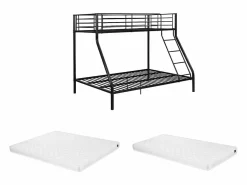 Vente-unique Literas 90x190 y 140x190 cm acero con colchón ELEVATIO IV Negro