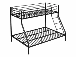 Vente-unique Literas 90x190 y 140x190 cm acero con colchón ELEVATIO IV Negro