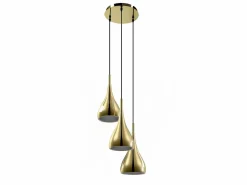 OZAIA Lámpara colgante de 3 pantallas de metal brillante, L. 36 x H. 138 cm, OSARA