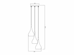 OZAIA Lámpara colgante de 3 pantallas de metal brillante, L. 36 x H. 138 cm, OSARA