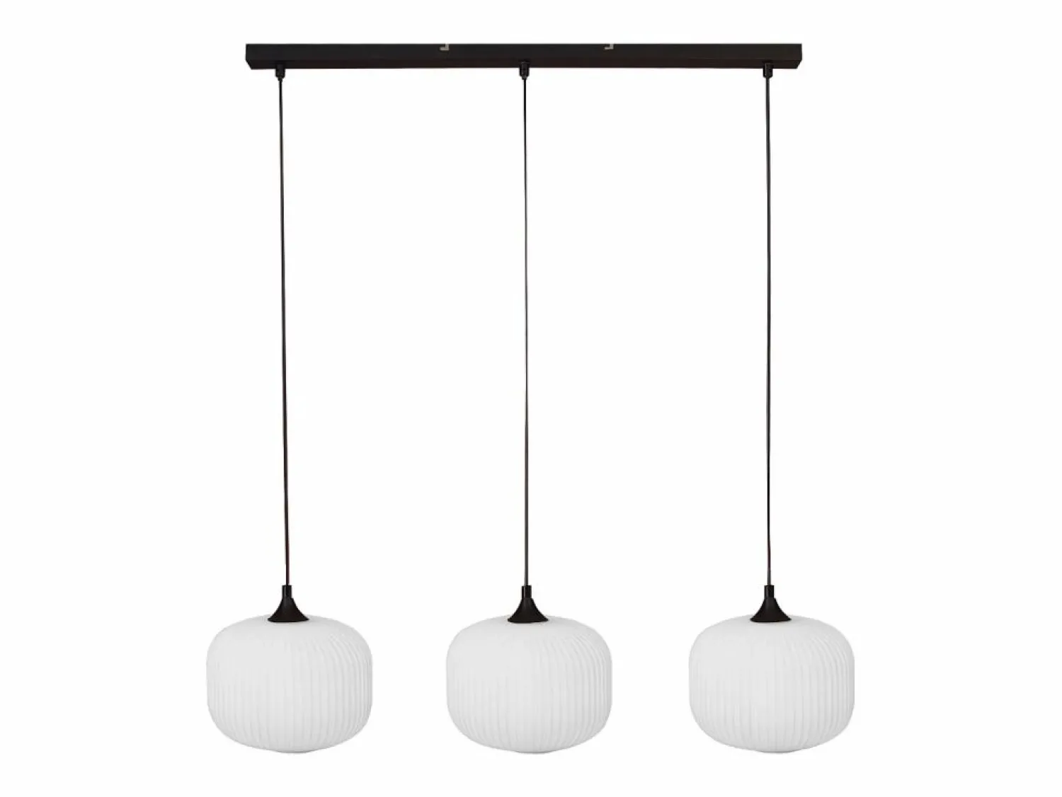 OZAIA Lámpara colgante de metal y vidrio 3 pantallas, L. 99 x A. 128 cm, y blanco, GLENORA