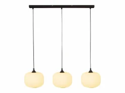 OZAIA Lámpara colgante de metal y vidrio 3 pantallas, L. 99 x A. 128 cm, y blanco, GLENORA