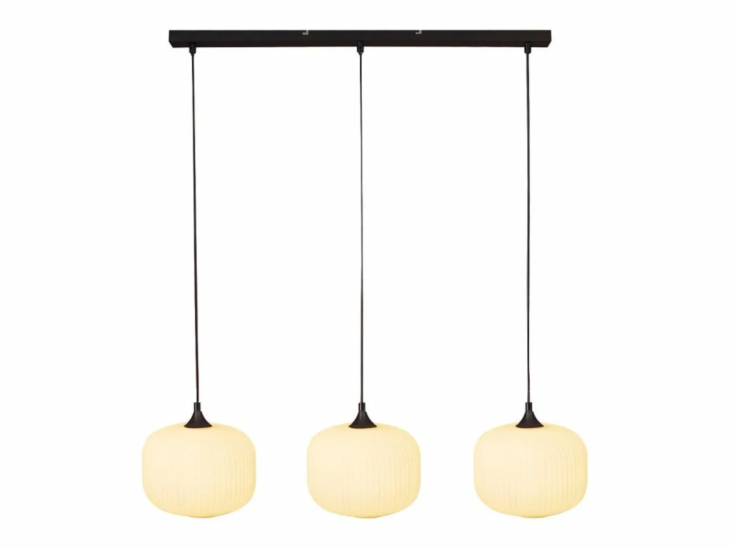 OZAIA Lámpara colgante de metal y vidrio 3 pantallas, L. 99 x A. 128 cm, y blanco, GLENORA