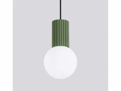 Clearance Lámpara Colgante Halo Moderno De Aluminio/Vidrio - 1 Fuentes Luminosas - L.12 X A.120 Cm - Oliva Lámpara Suspendida