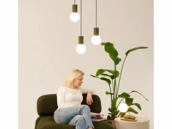 Clearance Lámpara Colgante Halo Moderno De Aluminio/Vidrio - 1 Fuentes Luminosas - L.12 X A.120 Cm - Oliva Lámpara Suspendida