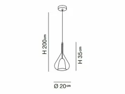 Best Lámpara colgante LED Lila de metal y cristal borosilicato ahumado 3481-40-126 Fabas Luce Gris