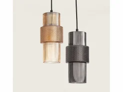 Sale Ledkia Lámpara Colgante Metal y Cristal Berila Ámbar Blanco