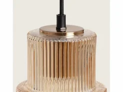 Sale Ledkia Lámpara Colgante Metal y Cristal Berila Ámbar Blanco