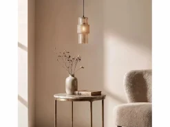 Sale Ledkia Lámpara Colgante Metal y Cristal Berila Ámbar Blanco