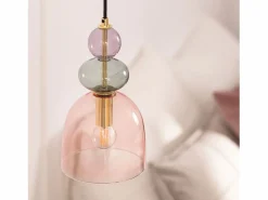 Outlet Lámpara Colgante Metal y Cristal Baudelaire Rosa Lámpara Suspendida