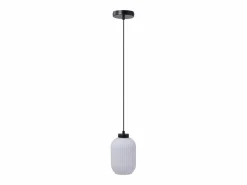 Outlet Lámpara colgante negra con cristal blanco D.14 x Alt.120 cm - LOUXOR Lámpara Suspendida