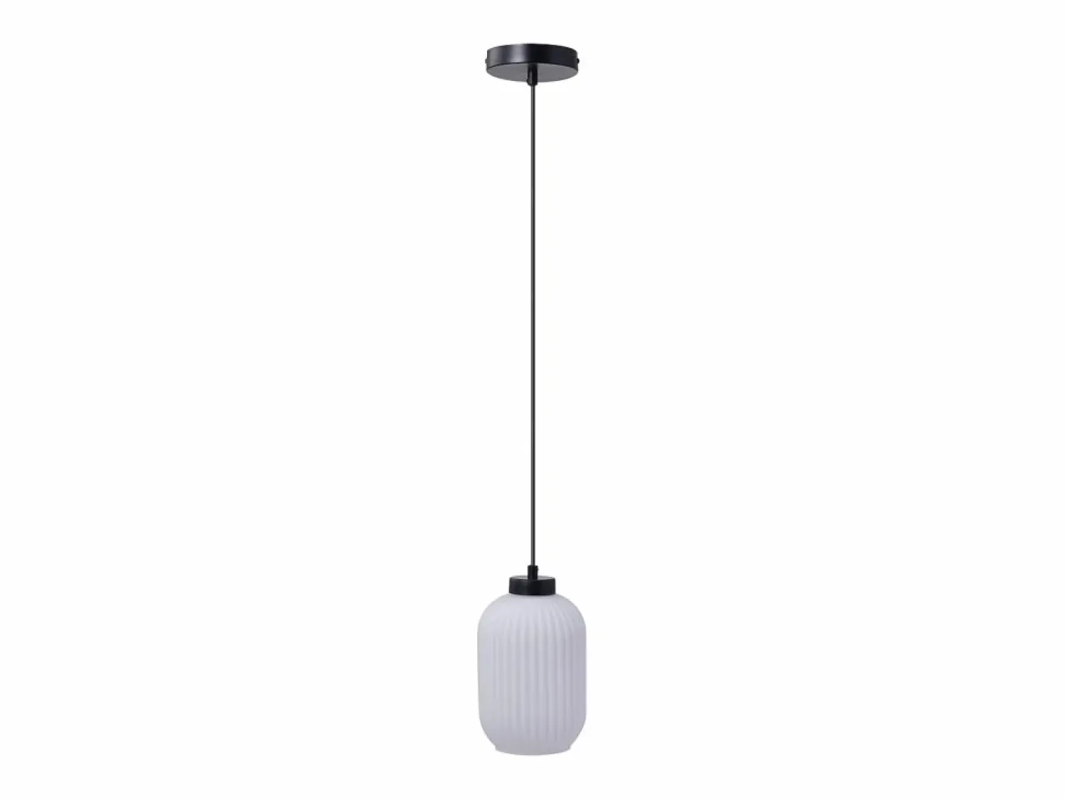 Outlet Lámpara colgante negra con cristal blanco D.14 x Alt.120 cm - LOUXOR Lámpara Suspendida