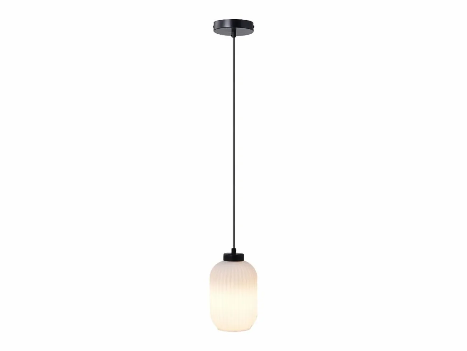 Outlet Lámpara colgante negra con cristal blanco D.14 x Alt.120 cm - LOUXOR Lámpara Suspendida
