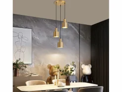 Sale Lámpara colgante para mesa de comedor, lámpara colgante vintage, 3 llamas, redonda, diseño moderno, E27 Lámpara Suspendida