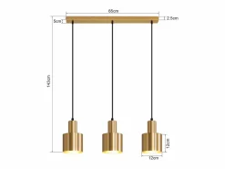 Hot NETTLIFE Lámpara colgante para mesa de comedor, estilo vintage, 3 luces, dorada, diseño moderno, de metal, E27 Dorado
