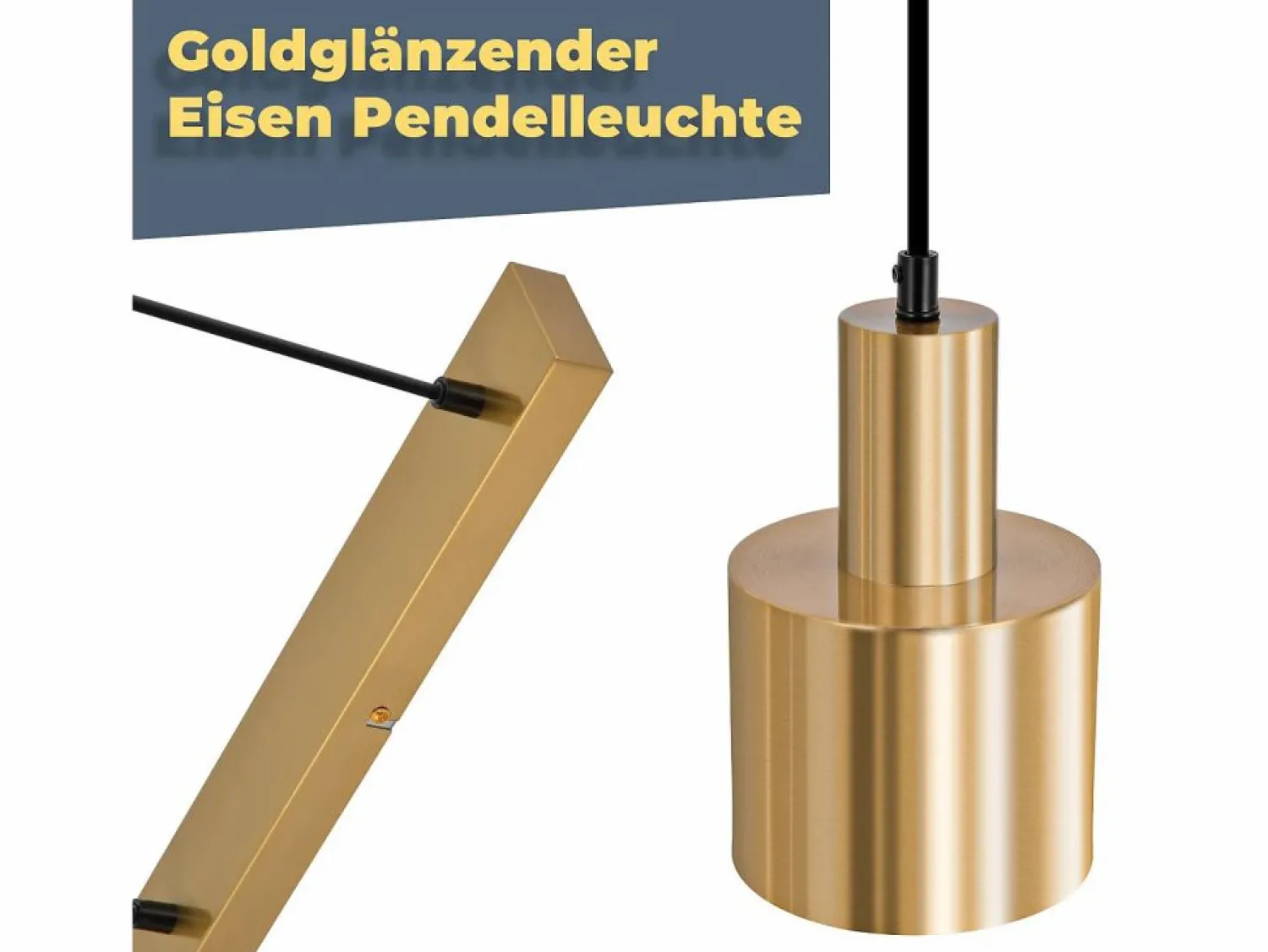 Hot NETTLIFE Lámpara colgante para mesa de comedor, estilo vintage, 3 luces, dorada, diseño moderno, de metal, E27 Dorado