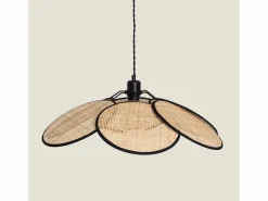 New Ledkia Lámpara Colgante Ratán Nirvana Trenzado Negro Multicolor
