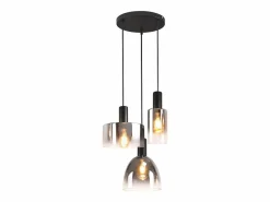 NETTLIFE Lámpara colgante vintage para mesa de comedor, de cristal gris ahumado, E27, altura ajustable para sala de estar