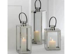 Online J-Line Lámpara cuadrada de metal de 31.5x30x76 cm Plateado