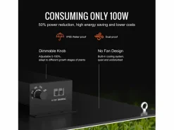 Lámpara de Crecimiento LED SucceBuy 300 W, Diodos Samsung de Intensidad Variable, para Plantas de Interior, Plántulas, Vegetación, Floración, Controlador en Cadena