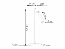 Sollux Lighting Lámpara De Escritorio Pastelo Moderno De Acero - 1 Fuentes Luminosas - L.14 X A.43 Cm -